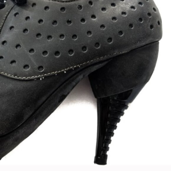Feud London Lace Up Perforated Leather High Heel Shoes - Picture 3 of 3